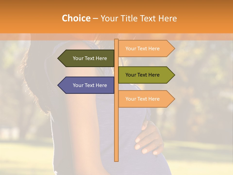 A Pregnant Woman In A Blue Dress Is Smiling PowerPoint Template