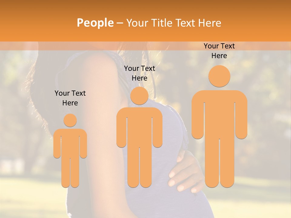 A Pregnant Woman In A Blue Dress Is Smiling PowerPoint Template