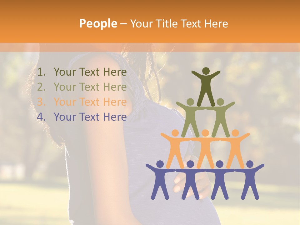 A Pregnant Woman In A Blue Dress Is Smiling PowerPoint Template