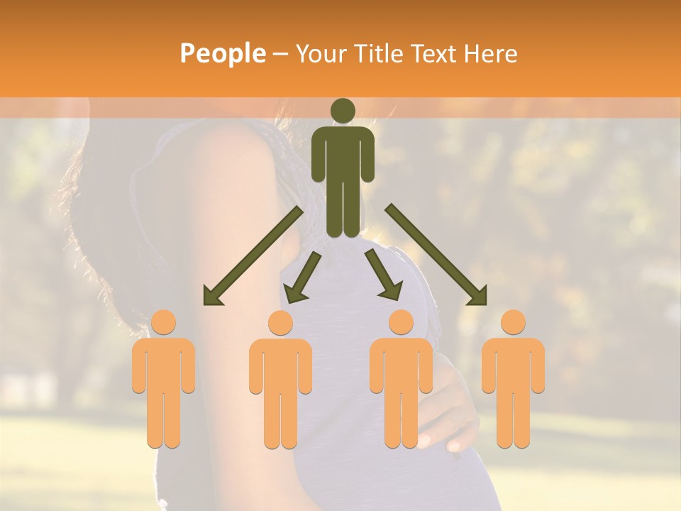 A Pregnant Woman In A Blue Dress Is Smiling PowerPoint Template