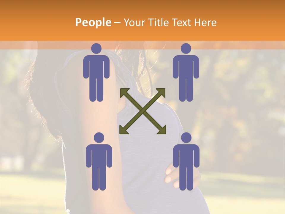 A Pregnant Woman In A Blue Dress Is Smiling PowerPoint Template