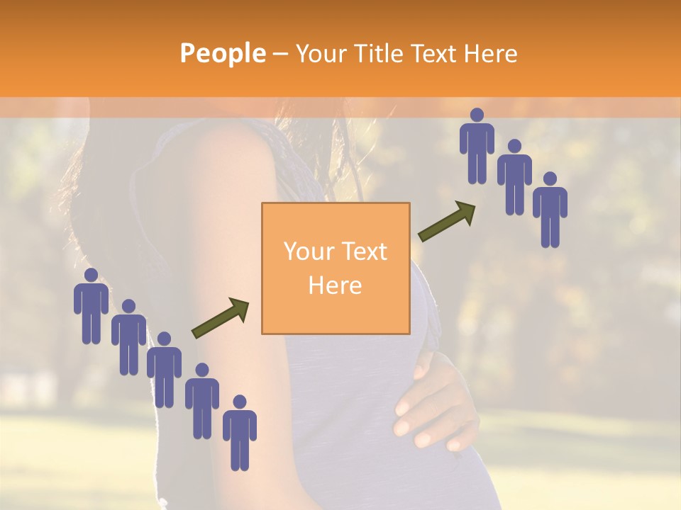 A Pregnant Woman In A Blue Dress Is Smiling PowerPoint Template