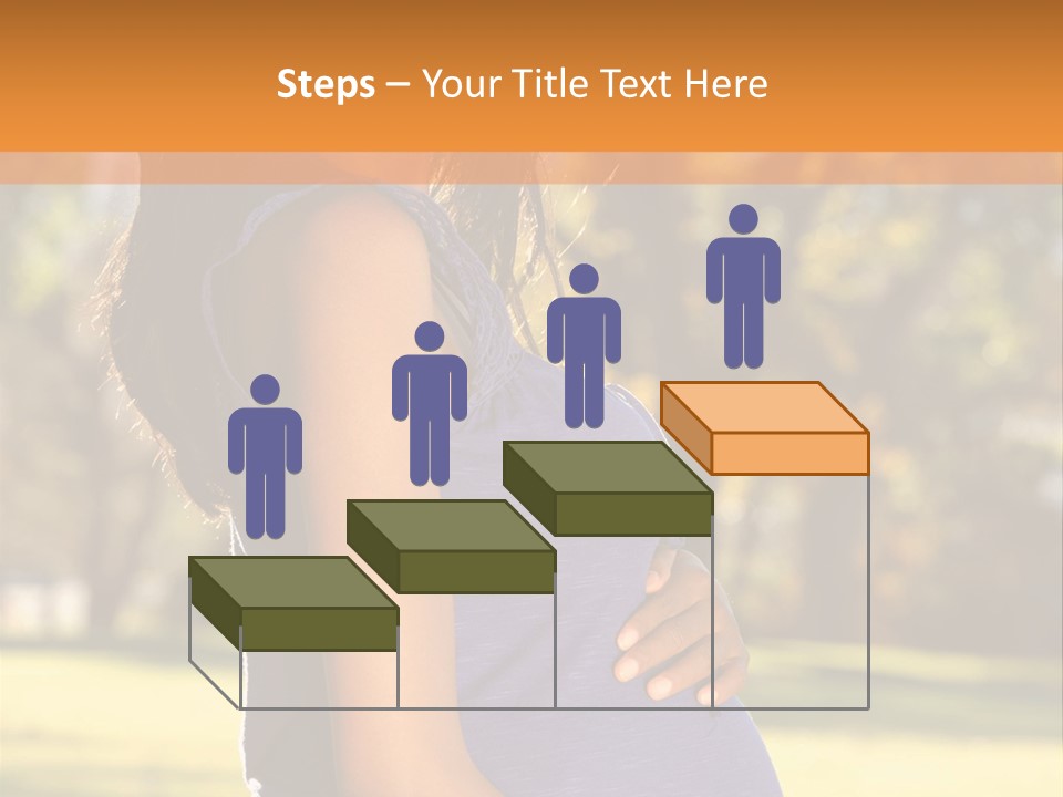 A Pregnant Woman In A Blue Dress Is Smiling PowerPoint Template