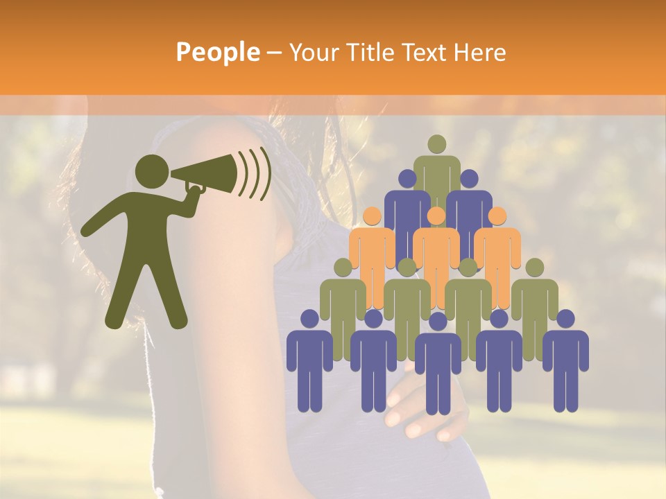 A Pregnant Woman In A Blue Dress Is Smiling PowerPoint Template