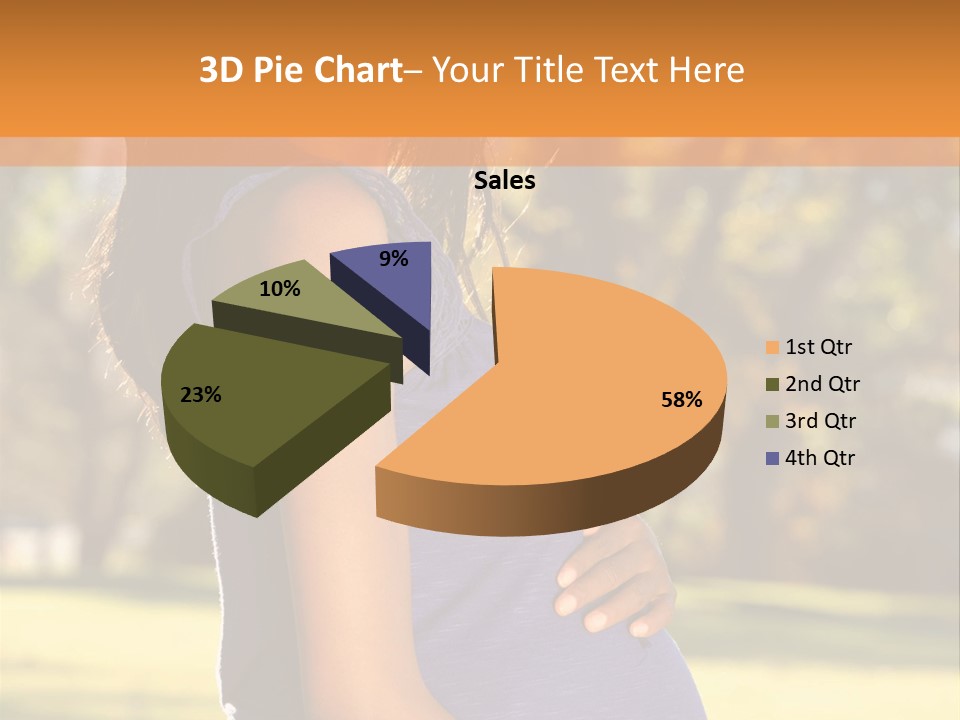 A Pregnant Woman In A Blue Dress Is Smiling PowerPoint Template