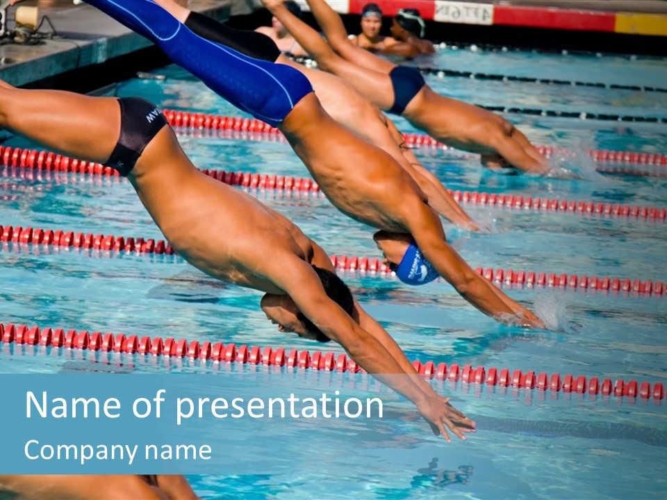 A Group Of People Diving In A Swimming Pool PowerPoint Template