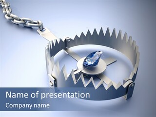 A Blue Diamond In The Middle Of A Chain PowerPoint Template