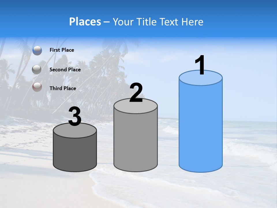 A Beach With Palm Trees And The Ocean PowerPoint Template