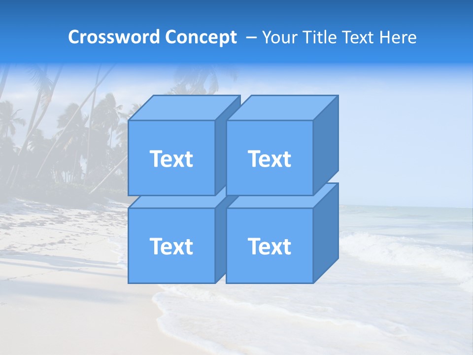 A Beach With Palm Trees And The Ocean PowerPoint Template