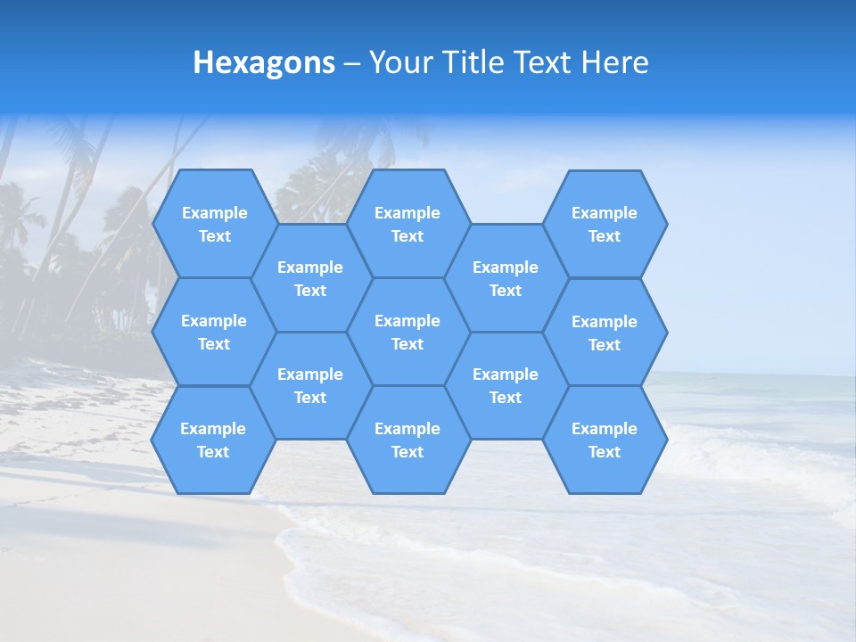 A Beach With Palm Trees And The Ocean PowerPoint Template