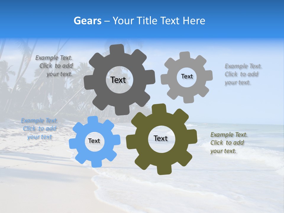 A Beach With Palm Trees And The Ocean PowerPoint Template