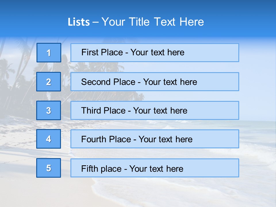 A Beach With Palm Trees And The Ocean PowerPoint Template