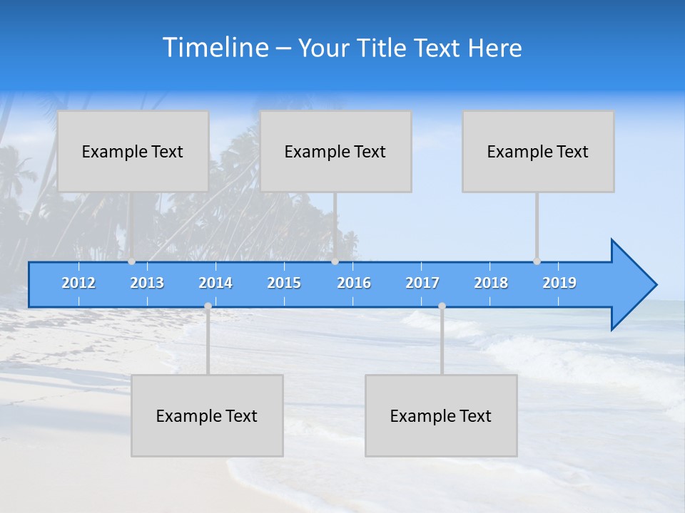 A Beach With Palm Trees And The Ocean PowerPoint Template