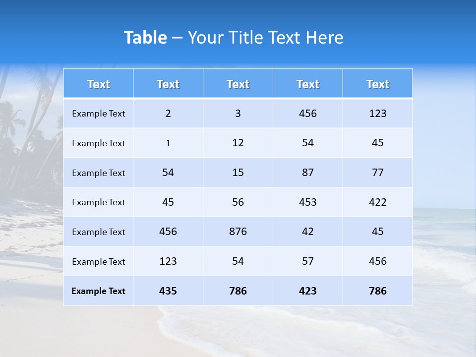 A Beach With Palm Trees And The Ocean PowerPoint Template