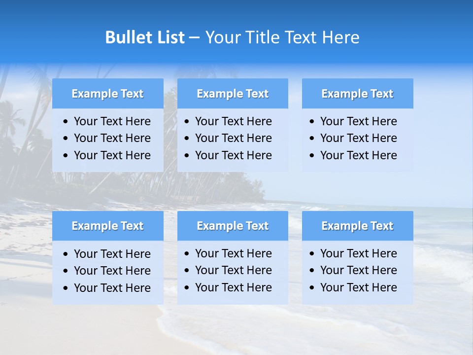 A Beach With Palm Trees And The Ocean PowerPoint Template