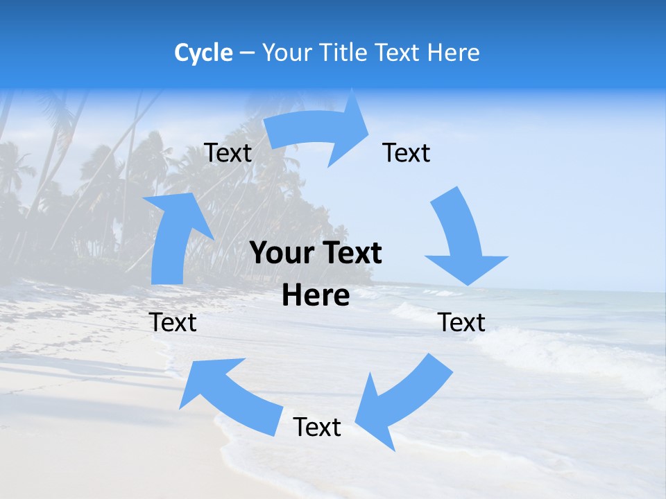 A Beach With Palm Trees And The Ocean PowerPoint Template