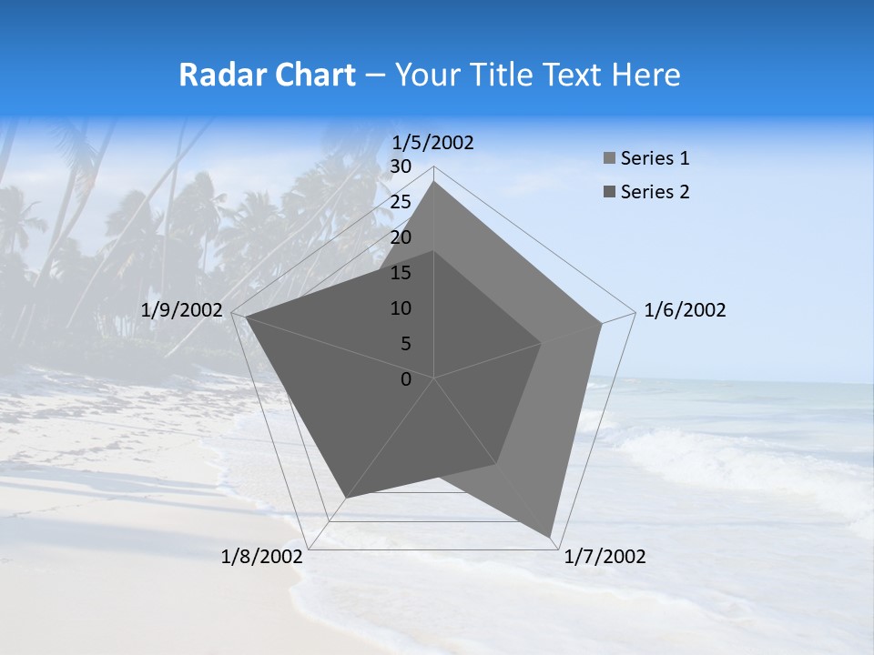 A Beach With Palm Trees And The Ocean PowerPoint Template