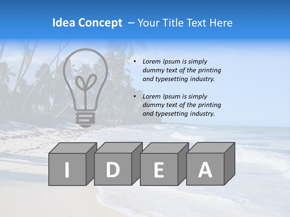 A Beach With Palm Trees And The Ocean PowerPoint Template