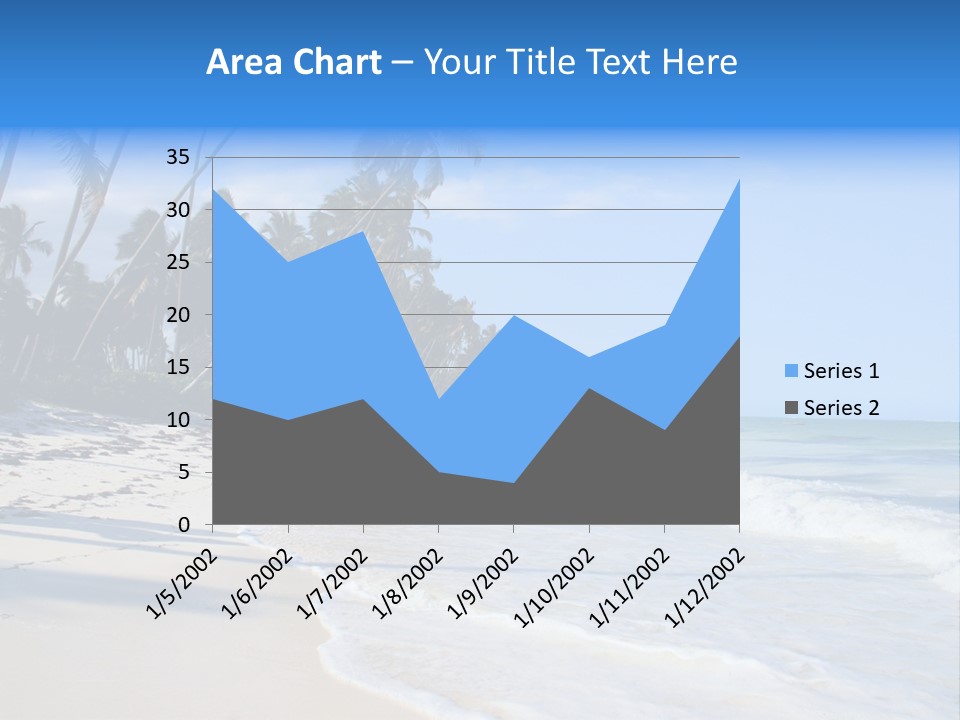 A Beach With Palm Trees And The Ocean PowerPoint Template