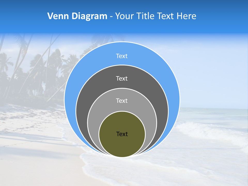 A Beach With Palm Trees And The Ocean PowerPoint Template