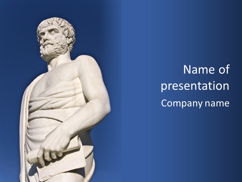 A Statue Of A Man Holding A Book Powerpoint Template PowerPoint Template