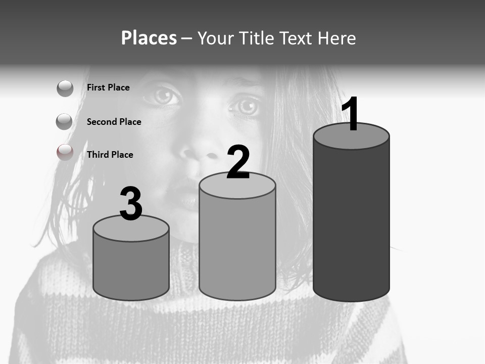 A Little Girl With A Sweater On Is Looking At The Camera PowerPoint Template