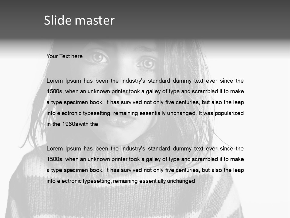 A Little Girl With A Sweater On Is Looking At The Camera PowerPoint Template