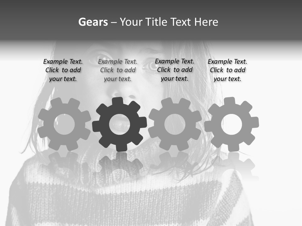 A Little Girl With A Sweater On Is Looking At The Camera PowerPoint Template