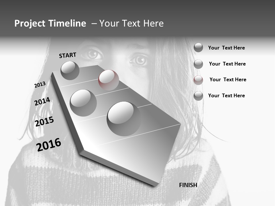 A Little Girl With A Sweater On Is Looking At The Camera PowerPoint Template