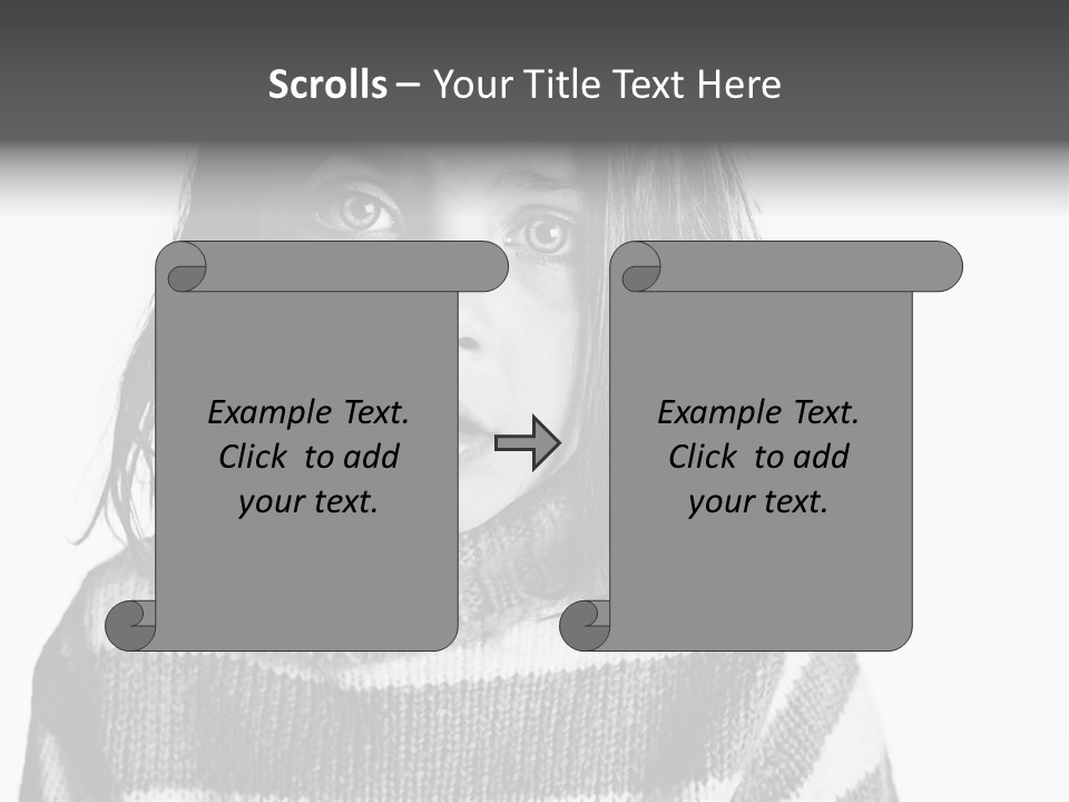 A Little Girl With A Sweater On Is Looking At The Camera PowerPoint Template