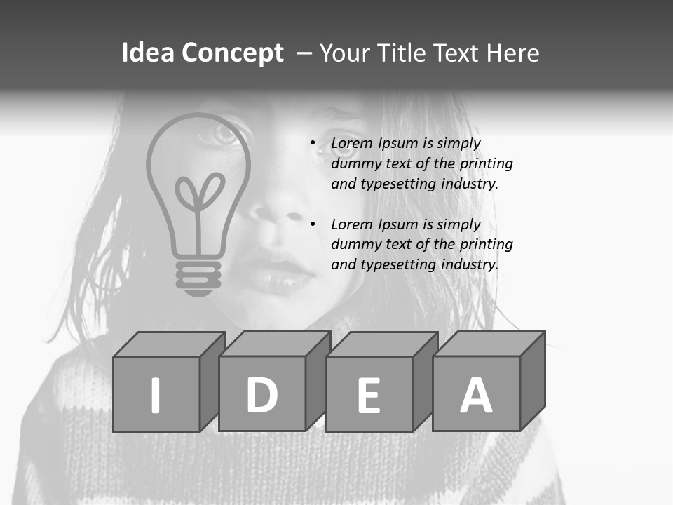 A Little Girl With A Sweater On Is Looking At The Camera PowerPoint Template