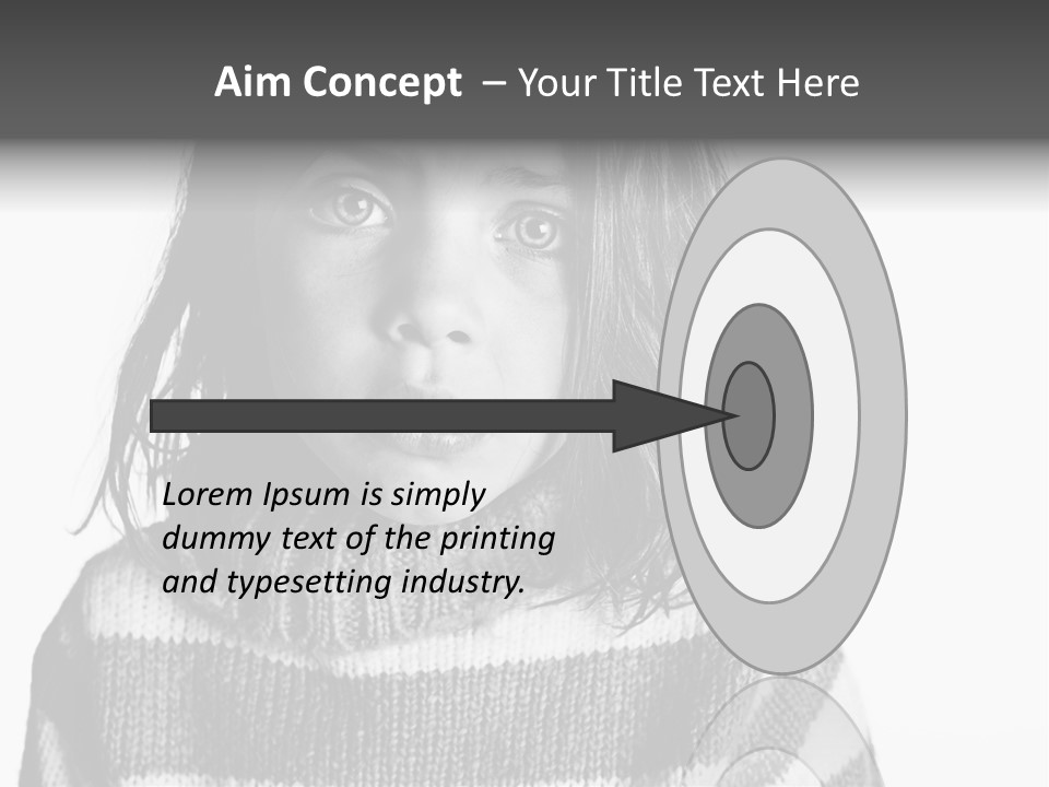 A Little Girl With A Sweater On Is Looking At The Camera PowerPoint Template