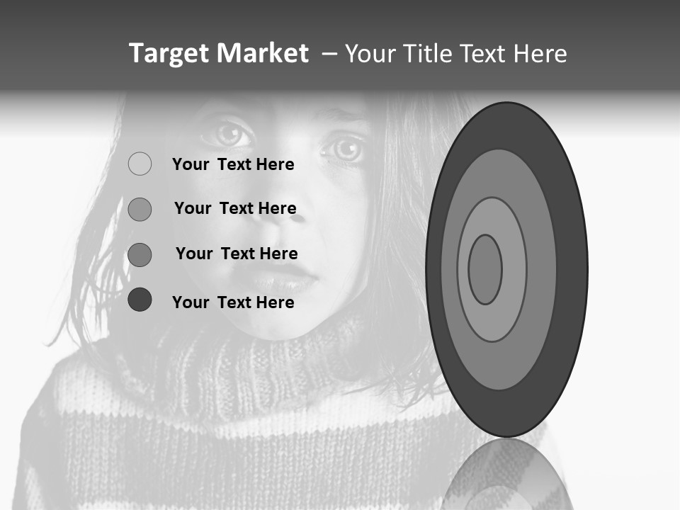 A Little Girl With A Sweater On Is Looking At The Camera PowerPoint Template