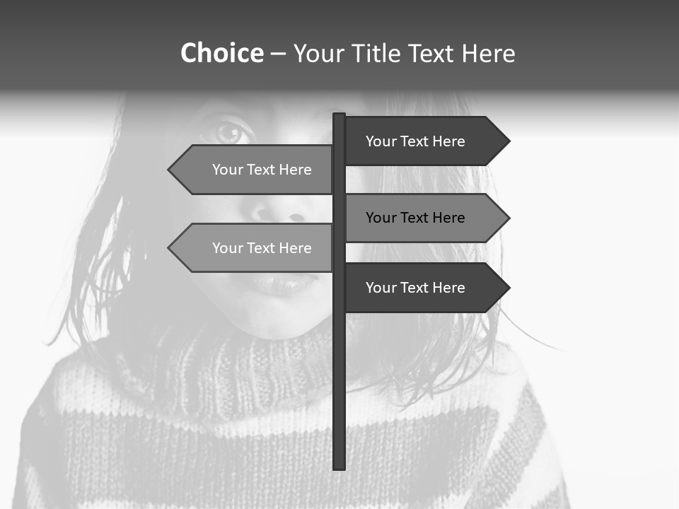 A Little Girl With A Sweater On Is Looking At The Camera PowerPoint Template