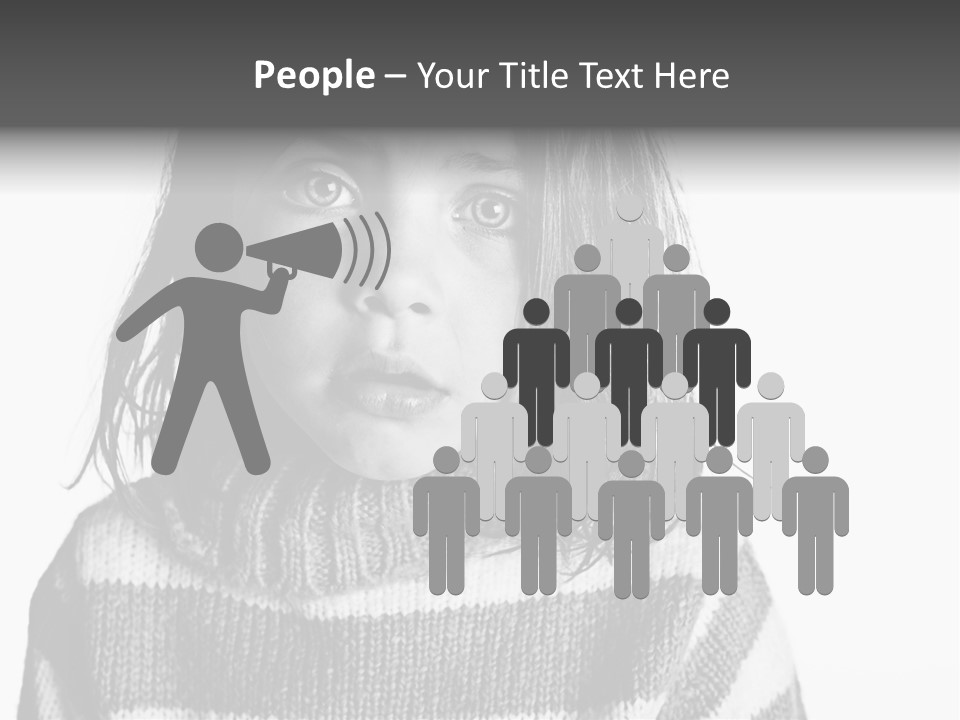 A Little Girl With A Sweater On Is Looking At The Camera PowerPoint Template