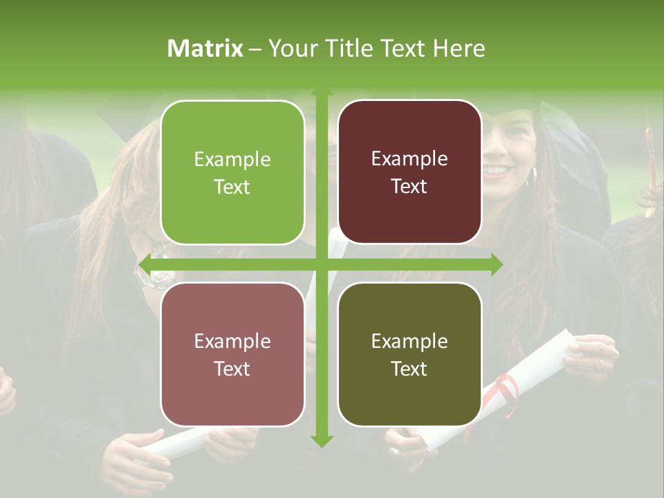 A Group Of Women In Graduation Gowns Holding Diplomas PowerPoint Template