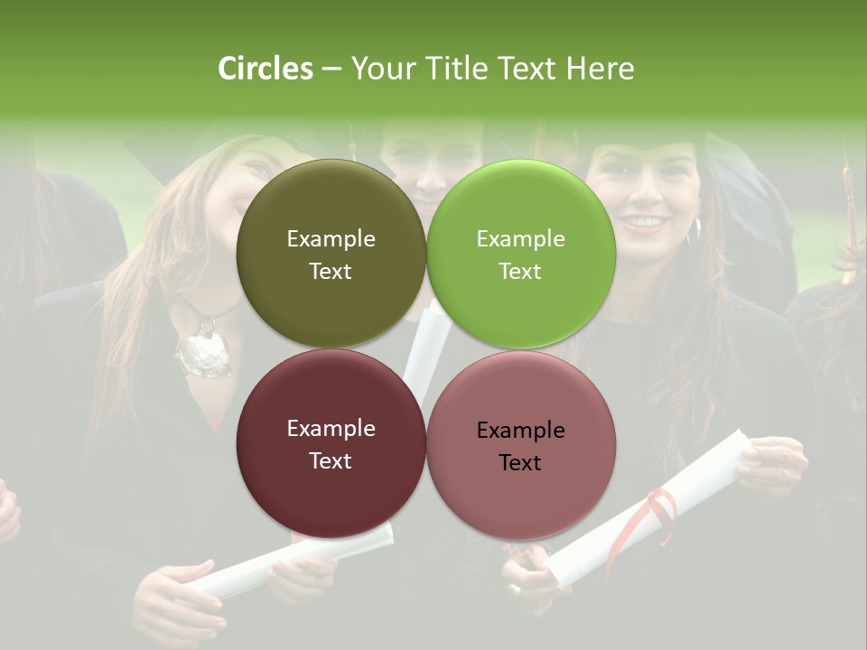 A Group Of Women In Graduation Gowns Holding Diplomas PowerPoint Template