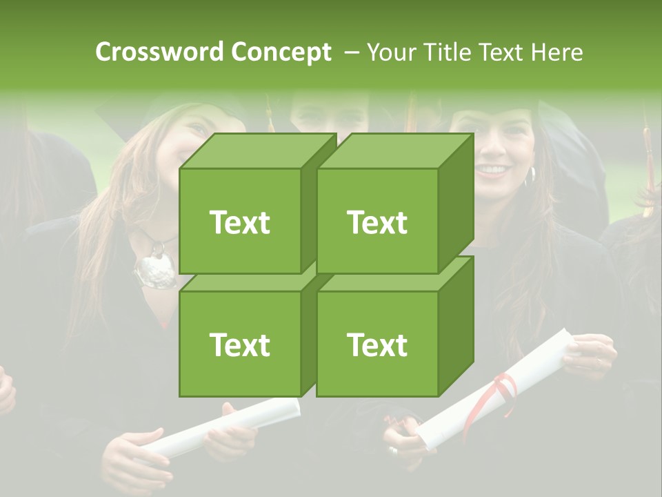 A Group Of Women In Graduation Gowns Holding Diplomas PowerPoint Template