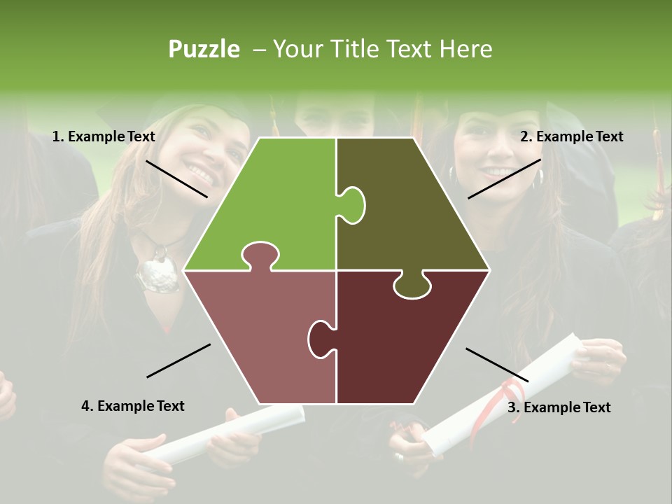 A Group Of Women In Graduation Gowns Holding Diplomas PowerPoint Template