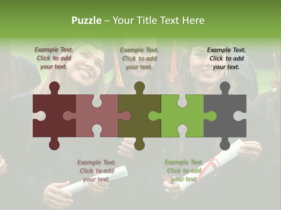 A Group Of Women In Graduation Gowns Holding Diplomas PowerPoint Template