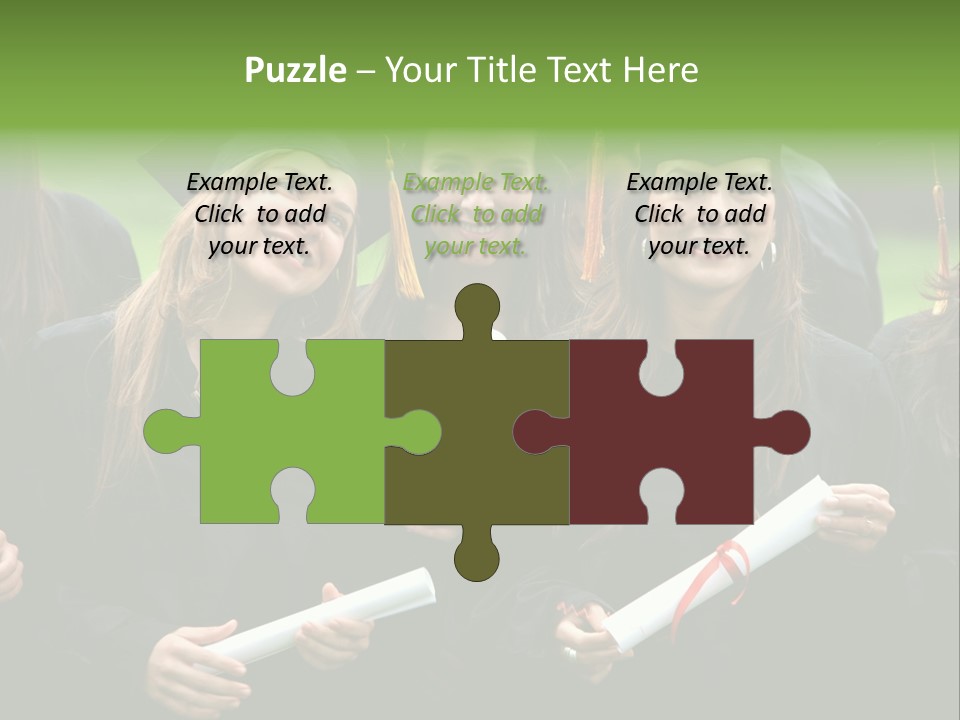 A Group Of Women In Graduation Gowns Holding Diplomas PowerPoint Template