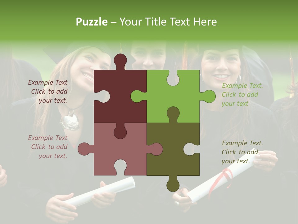 A Group Of Women In Graduation Gowns Holding Diplomas PowerPoint Template