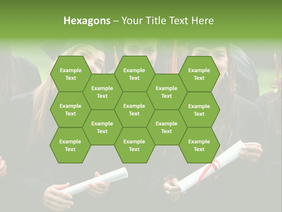 A Group Of Women In Graduation Gowns Holding Diplomas PowerPoint Template