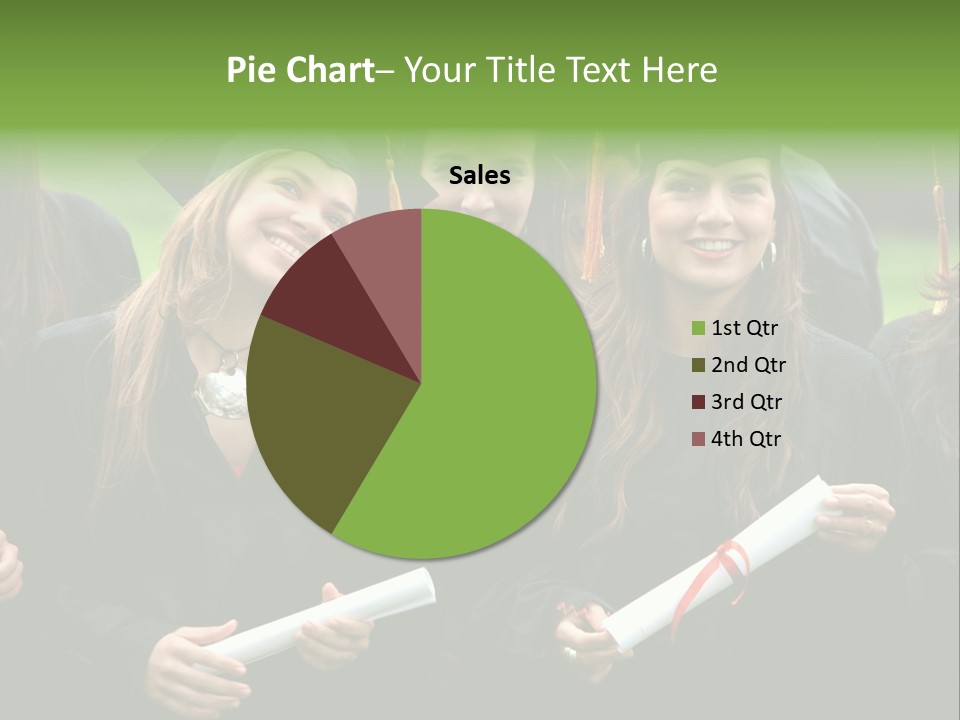 A Group Of Women In Graduation Gowns Holding Diplomas PowerPoint Template