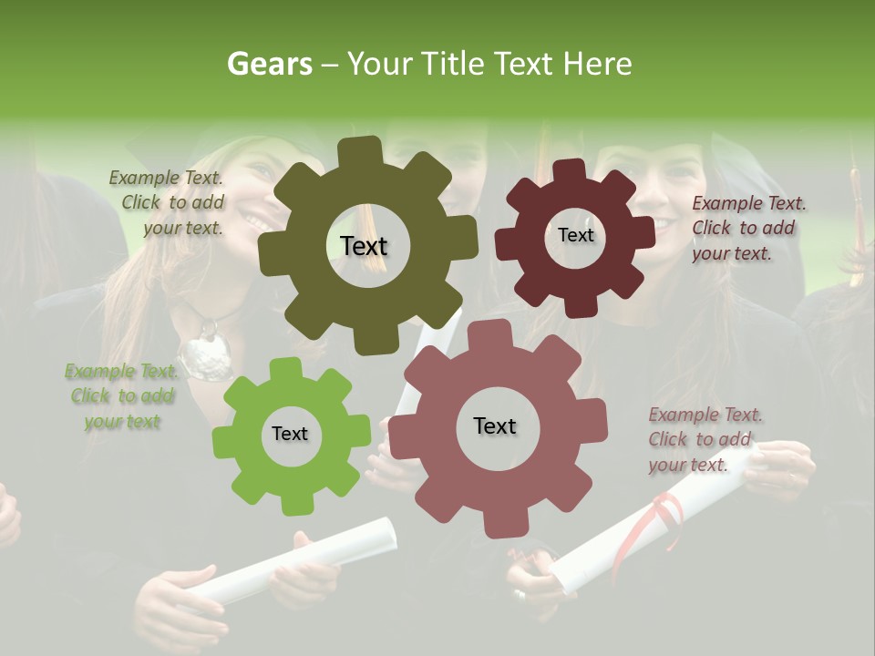 A Group Of Women In Graduation Gowns Holding Diplomas PowerPoint Template