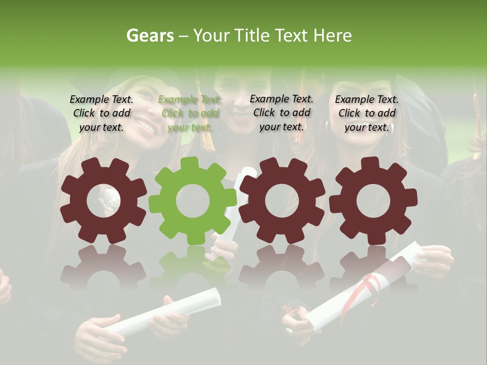 A Group Of Women In Graduation Gowns Holding Diplomas PowerPoint Template