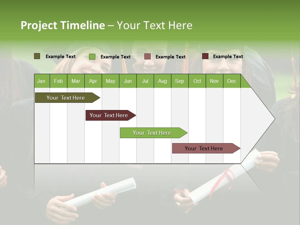 A Group Of Women In Graduation Gowns Holding Diplomas PowerPoint Template