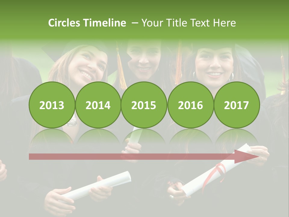 A Group Of Women In Graduation Gowns Holding Diplomas PowerPoint Template