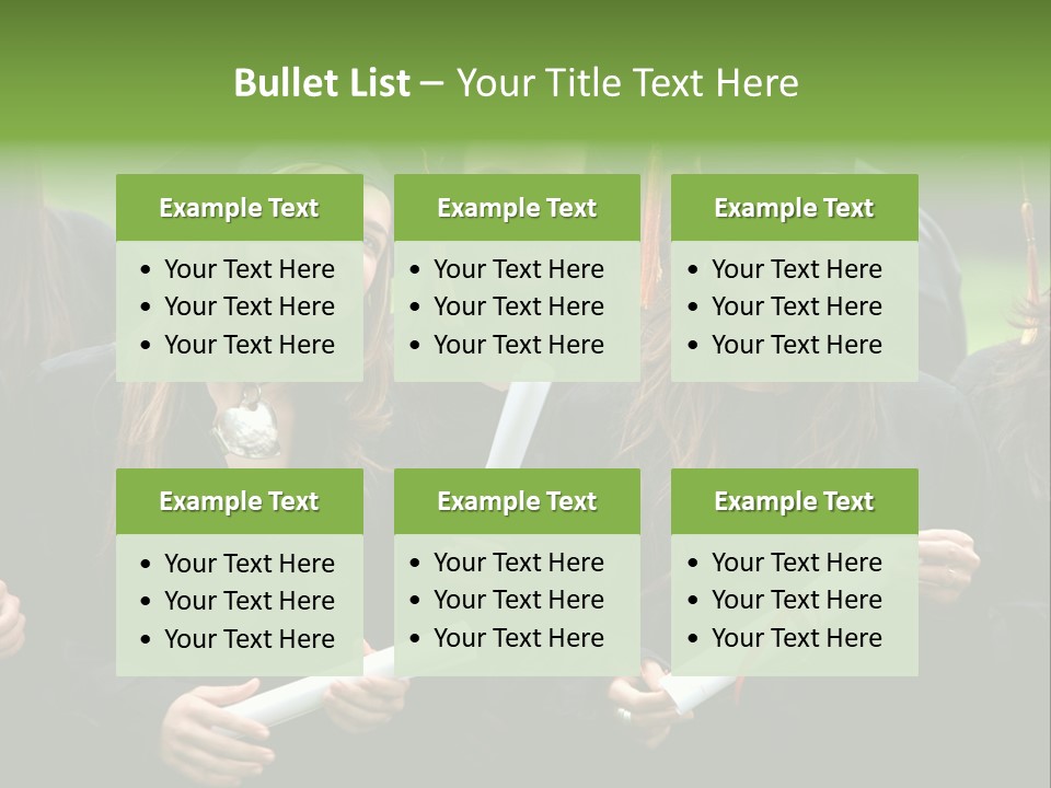 A Group Of Women In Graduation Gowns Holding Diplomas PowerPoint Template