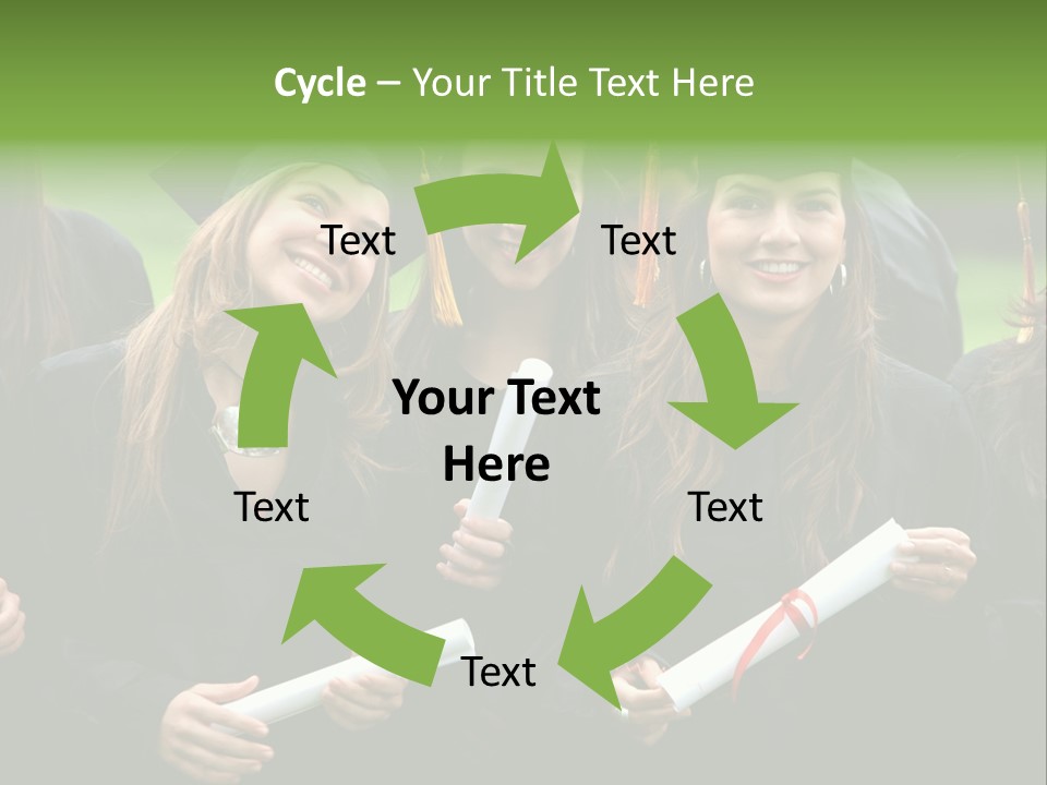 A Group Of Women In Graduation Gowns Holding Diplomas PowerPoint Template